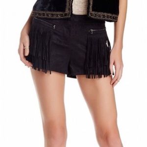 Black fringe shorts